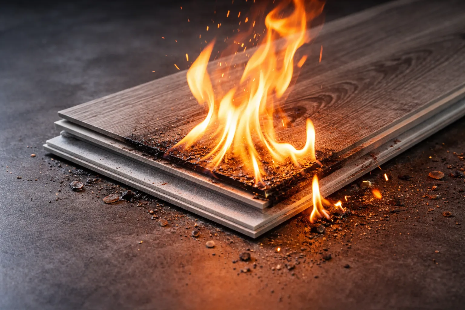 Lame SPC TEKORA exposée à une flamme sans s'enflammer